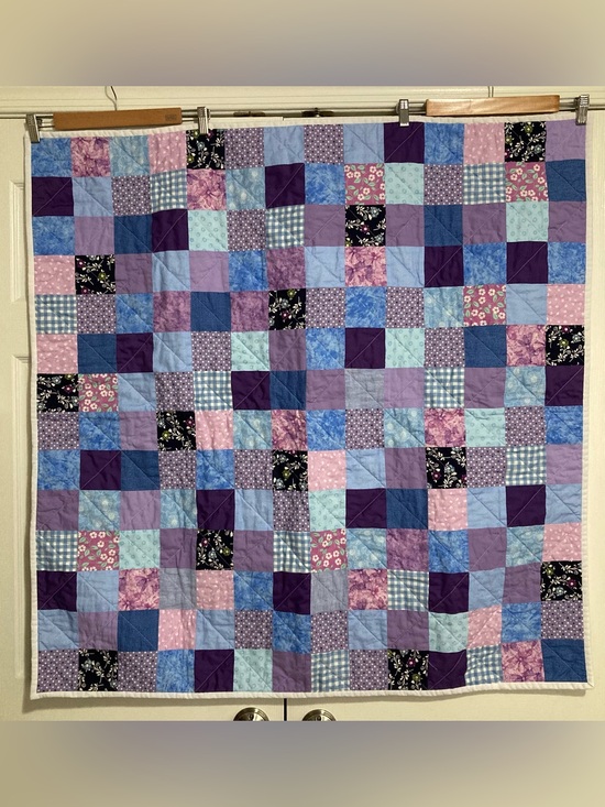 Handmade Other - 🪡 “Twilight Flower” Handmade Cotton Large Crib Quilt